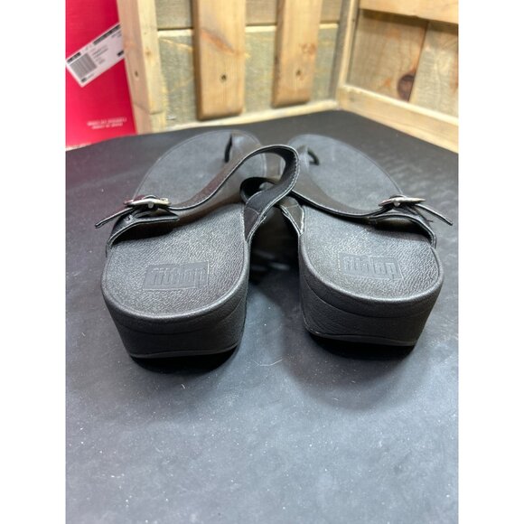 Fitflop Womens Black Leather Sandals Size 8 Adjustable Strap Micro-Wobbleboard - Picture 8 of 8